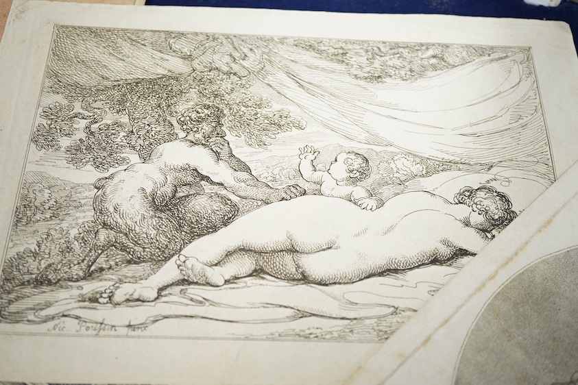 18th century, Old Master school, Classical scene, sanguine chalk on buff paper, together with a collection of early engravings, prints and book plates to include after Wenceslaus Hollar, Portrait of William Fenner, Recto